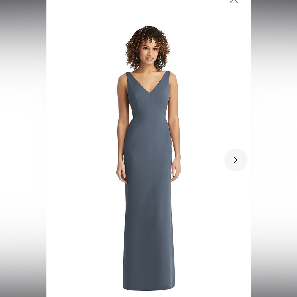 NWOT Social Bridesmaid Sleeveless Tie Back Chiffon Trumpet Gown 8194 Silverstone